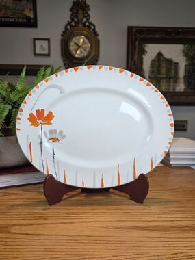 Vintage Myott Son & Co Hand Painted Art Deco Platter | 11" x 9" | 1930s English
